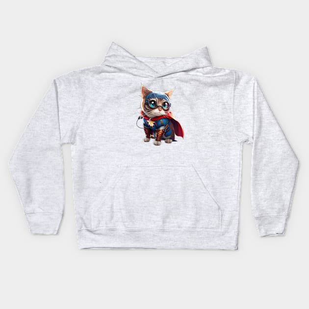 Superhero Cat Kids Hoodie by QUENSLEY SHOP